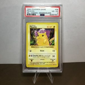 ⚡️1999 Pikachu 58/102 Yellow Cheeks Shadowless Base Set Vintage.VG-EX